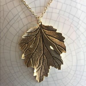 Gold necklace - leaf charm - cookie lee